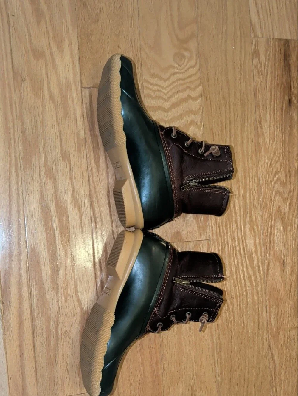 Sperry Green and Brown Duck Boots